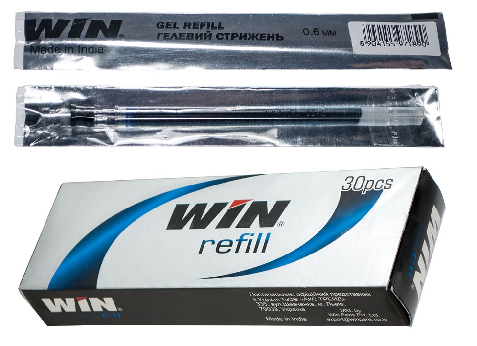 Стрижень змінний WIN (GEL REFILL BLUE), гелевий, синій, 0.6мм, довжина 130мм